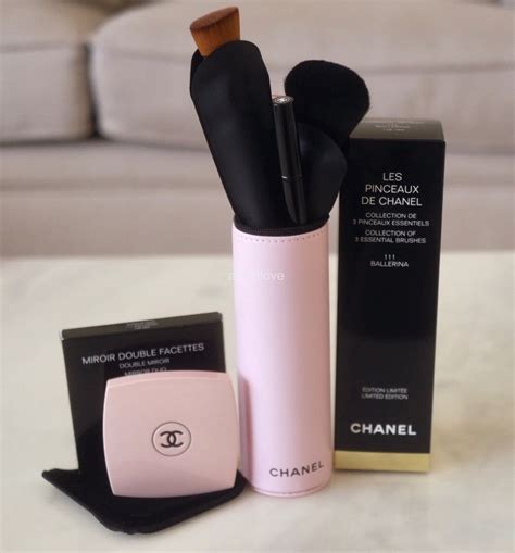 chanel pink mirror and brush set|pink Chanel cosmetics.